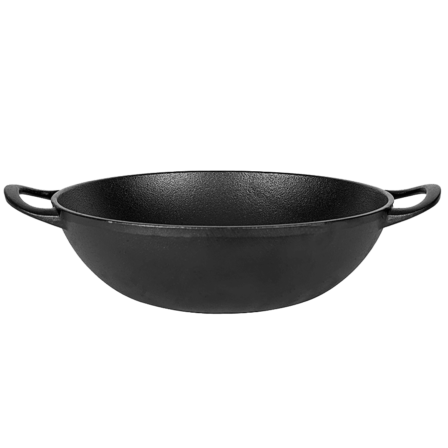 Petals Pre-Seasoned Cast Iron Kadai - With Handle