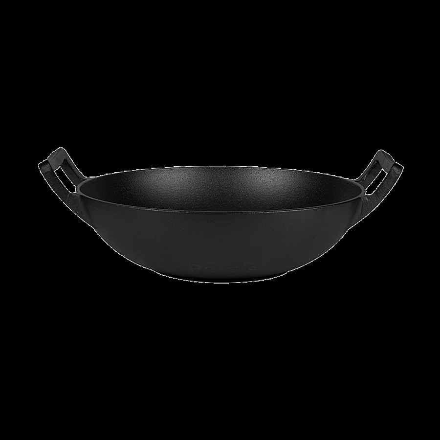 Petals Pre-Seasoned Cast Iron Kadai - With Handle