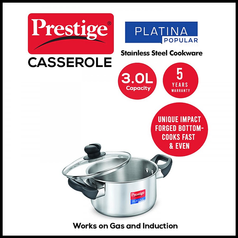 Prestige Casserole - Platina Popular Stainless Steel | 200 mm (36167)