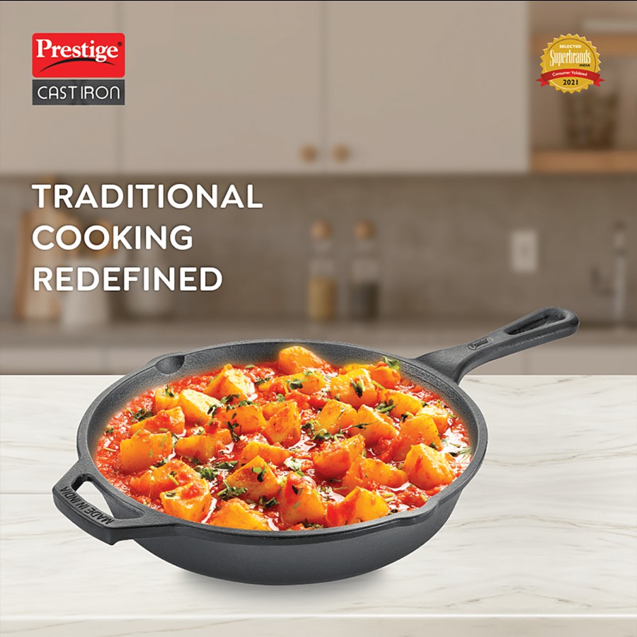 Prestige Cast Iron Scratch Resistant Gas & Induction Compatible Fry Pan - 25 cm