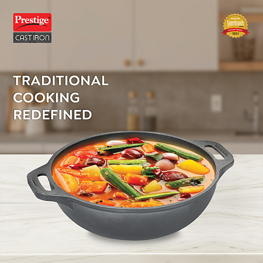 Prestige Cast Iron Scratch Resistant Round Base Kadai - 26 cm