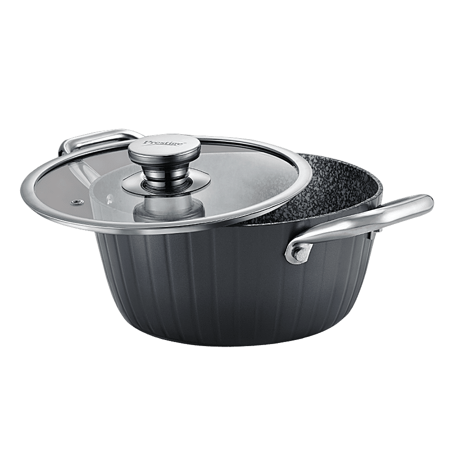 Prestige Durastone Hard Anodised 6 Layer Non-Stick Casserole - With Glass Lid