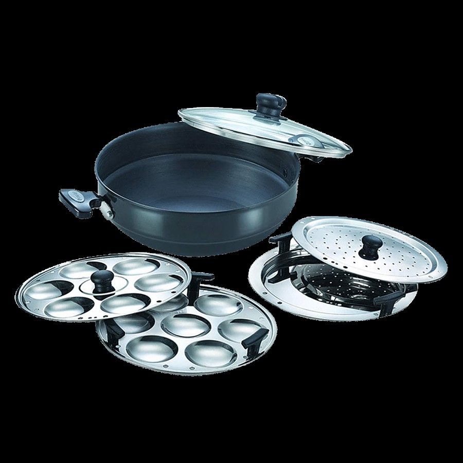 Prestige Hard Anodised Induction Base Multi-Kadai - With Glass Lid