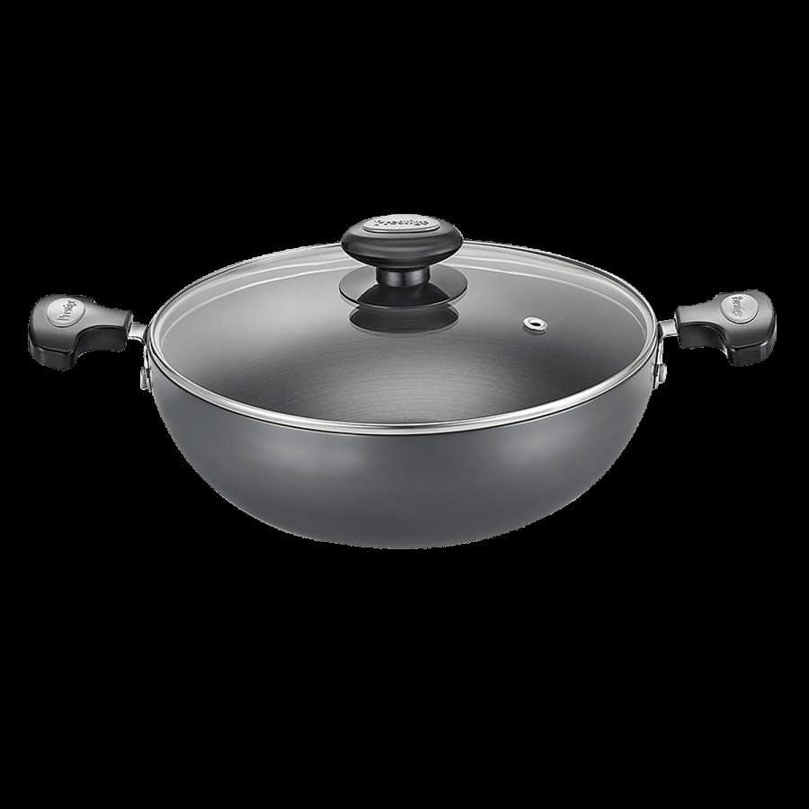 Prestige Hard Anodised Plus Gas & Induction Compatible Kadai - With Glass Lid