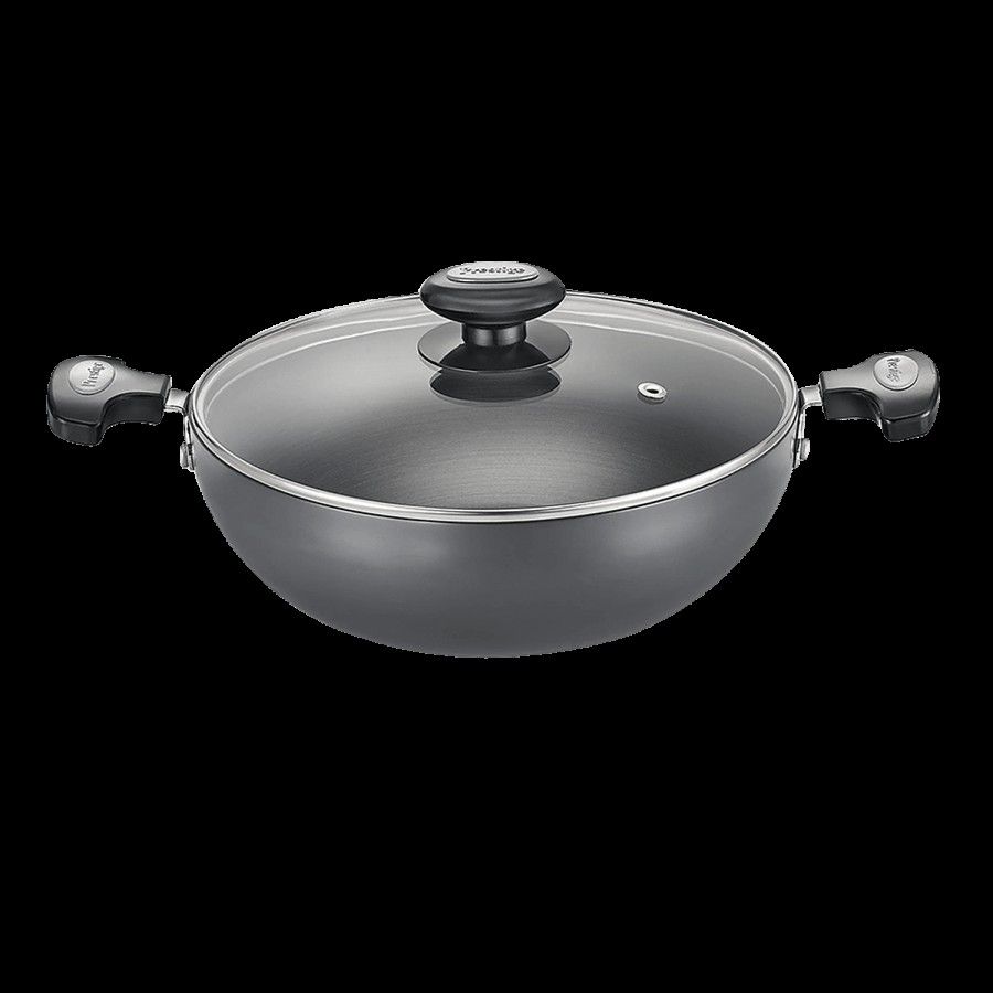 Prestige Hard Anodised Plus Gas & Induction Compatible Kadai - With Glass Lid