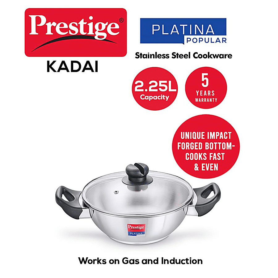 Prestige Kadai - Platina Popular Stainless Steel | 220 mm (36160)