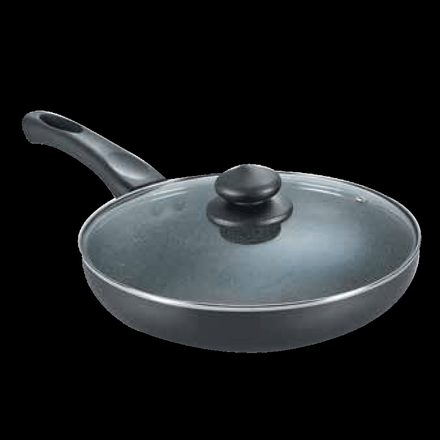 Prestige Omega Deluxe Granite Non-Stick Round Base Fry Pan - With Glass Lid