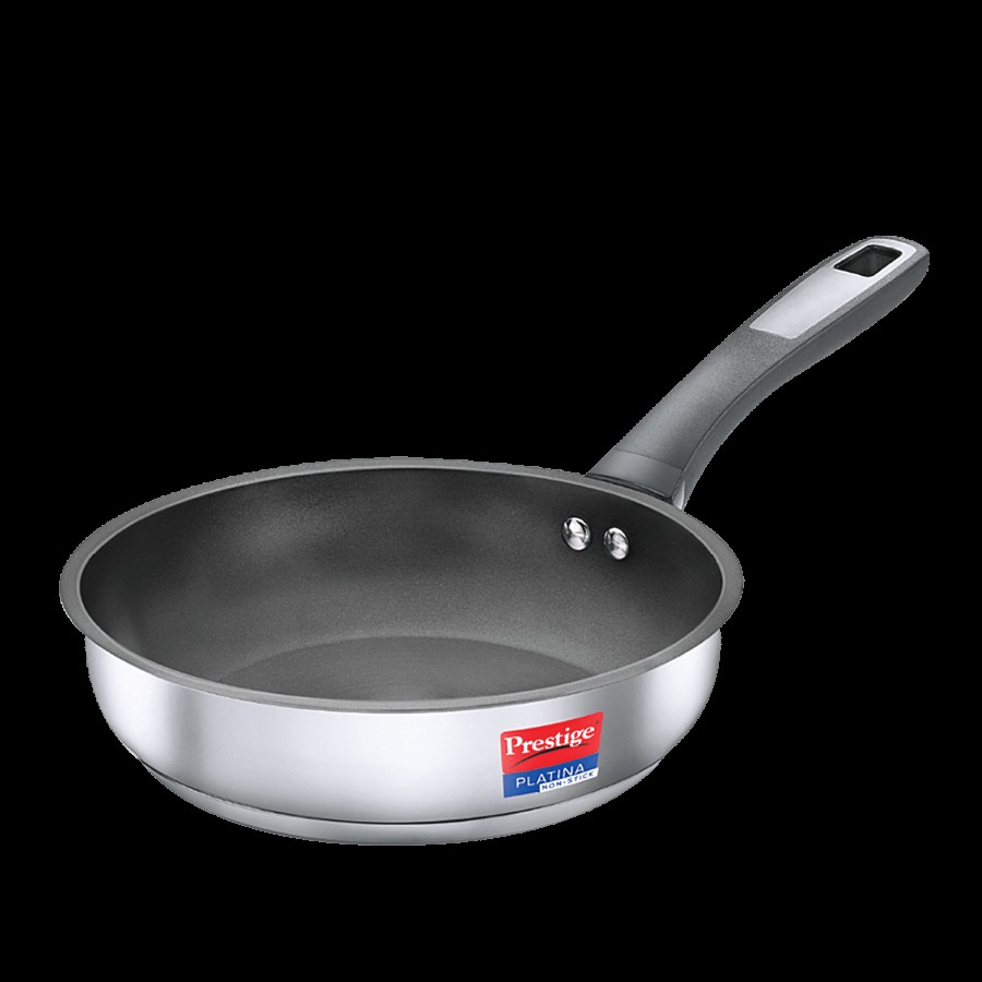 Prestige Platina Non-Stick Stainless Steel Unique Impact Forged Bottom Fry Pan - 22 cm