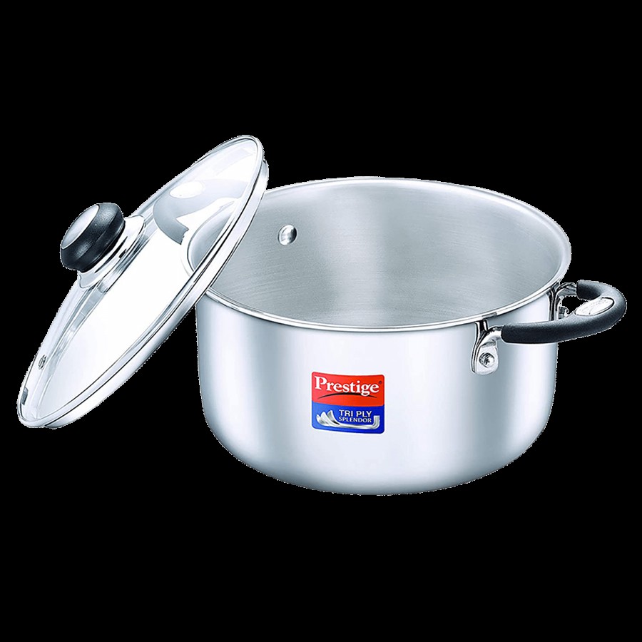 Prestige Tri Ply Splendor Stainless Steel Gas & Induction Compatible Casserole - With Glass Lid