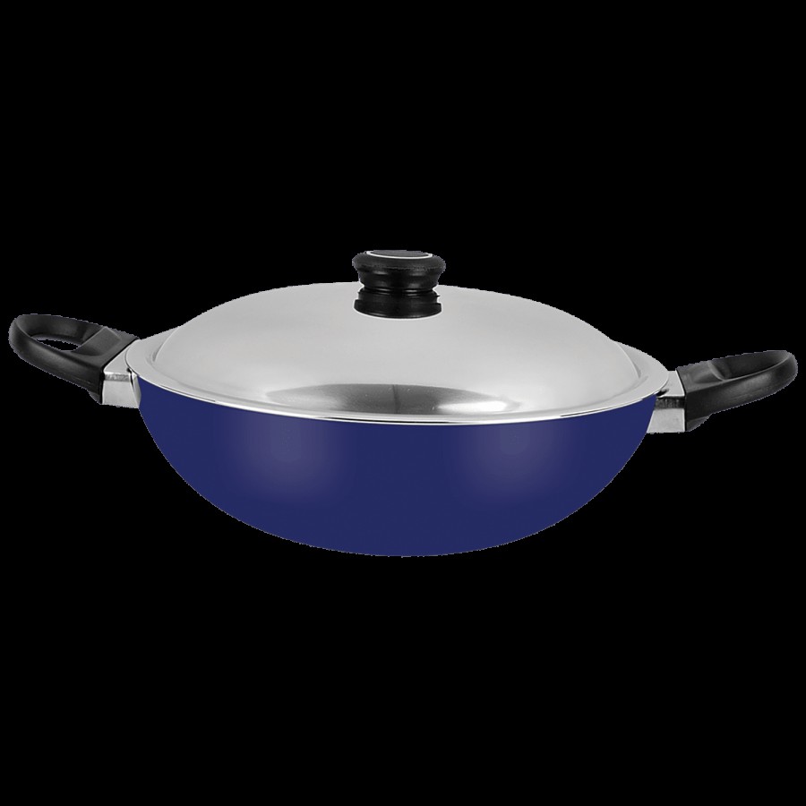 Renberg Blue Orchid Non-Stick Aluminium Kadai - Induction Bottom