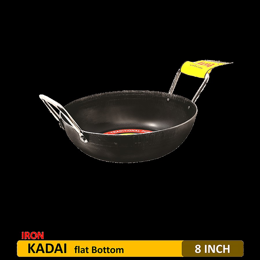 Trm Pure Iron Kadai - Flat Bottom