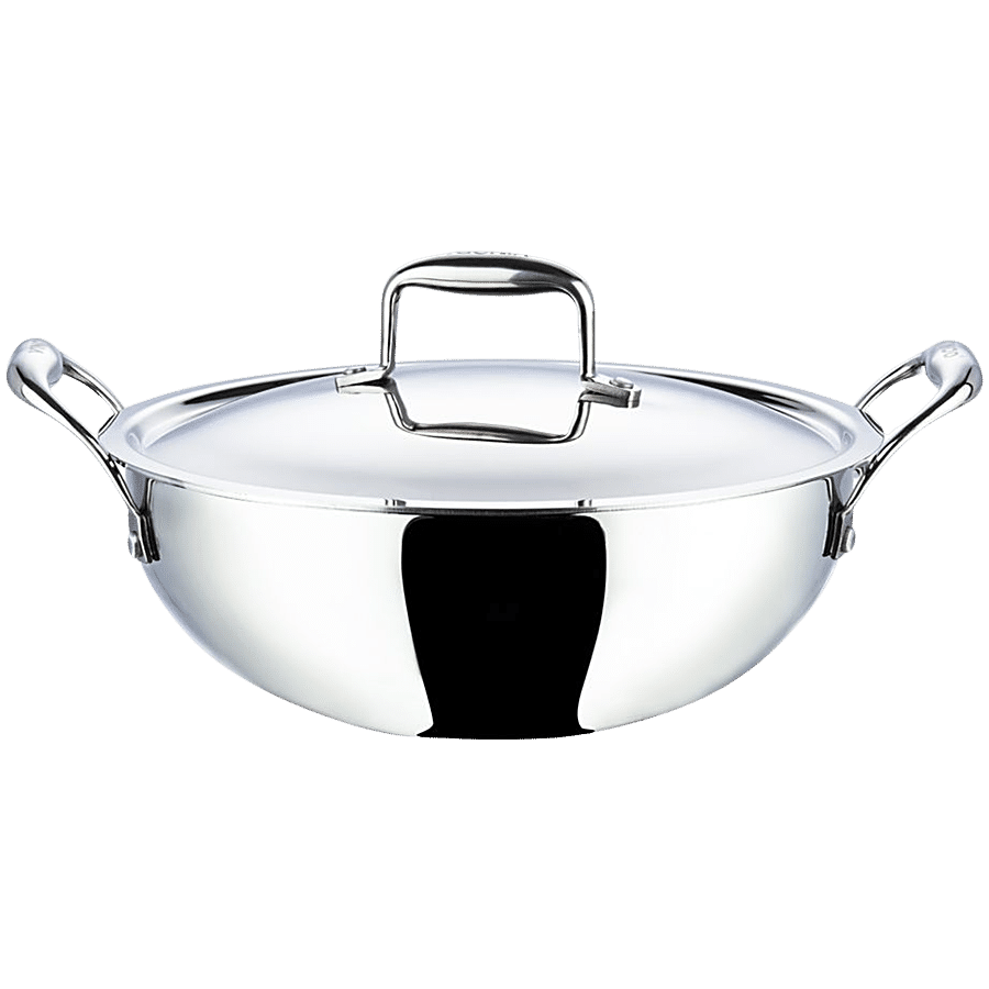 Vinod Platinum Stainless Steel Kadai - 3 Layer