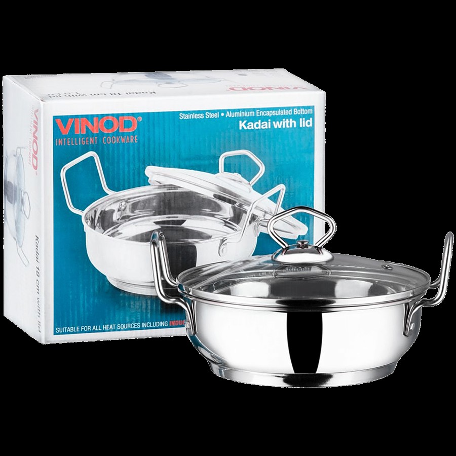 Vinod Stainless Steel Kadai - Induction Bottom