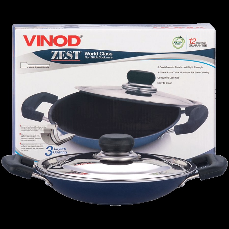 Vinod Zest Non-Stick Aluminium Appachetty - With Lid