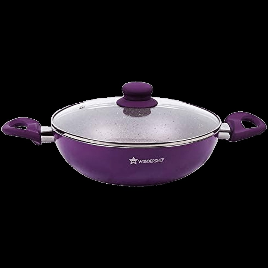 Wonderchef Non-Stick Aluminium Wok Pan/Kadai -  With Lid