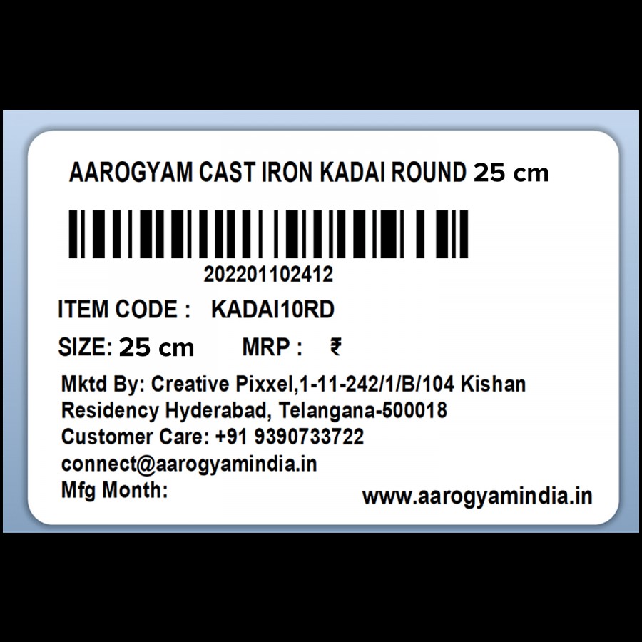 aarogyam Cast Iron Kadai - Round