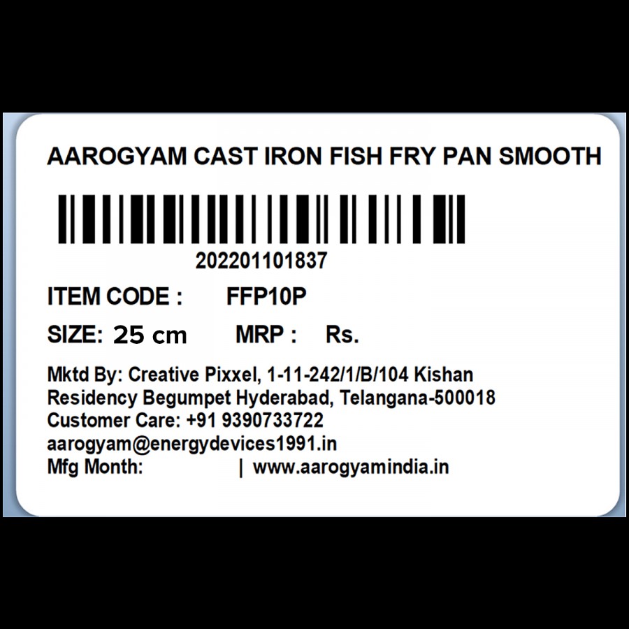 aarogyam Cast Iron Shallow Fry/Multipurpose Tawa/Fish Fry Pan - 25.4 cm