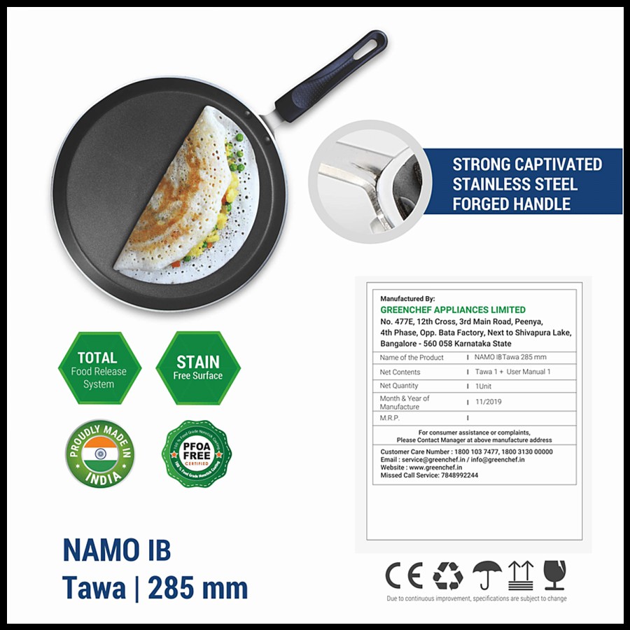 Greenchef Non-Stick Induction Base Tawa - 280 MM