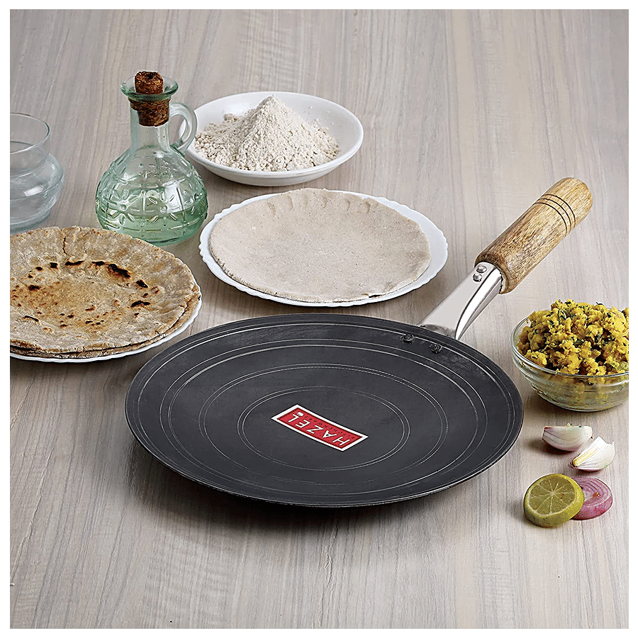 HAZEL Pure Iron Chapati/Parantha Tawa - With Wooden Handle