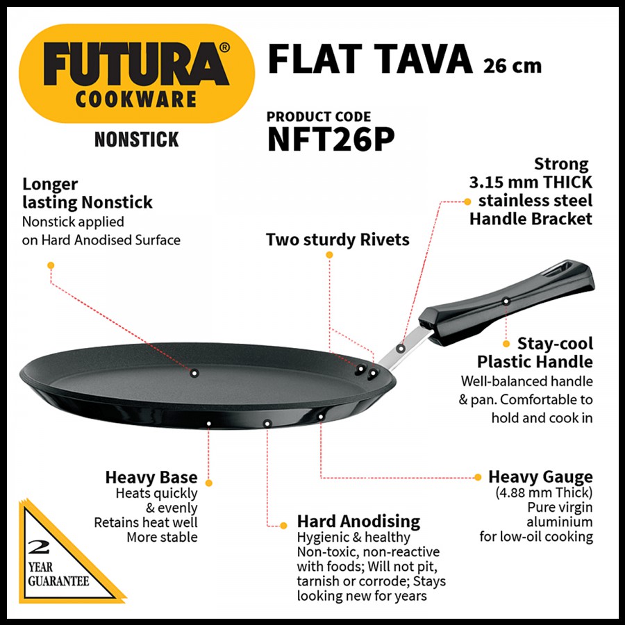 Hawkins Futura Hard Anodised Aluminium Flat Tawa - Induction Base