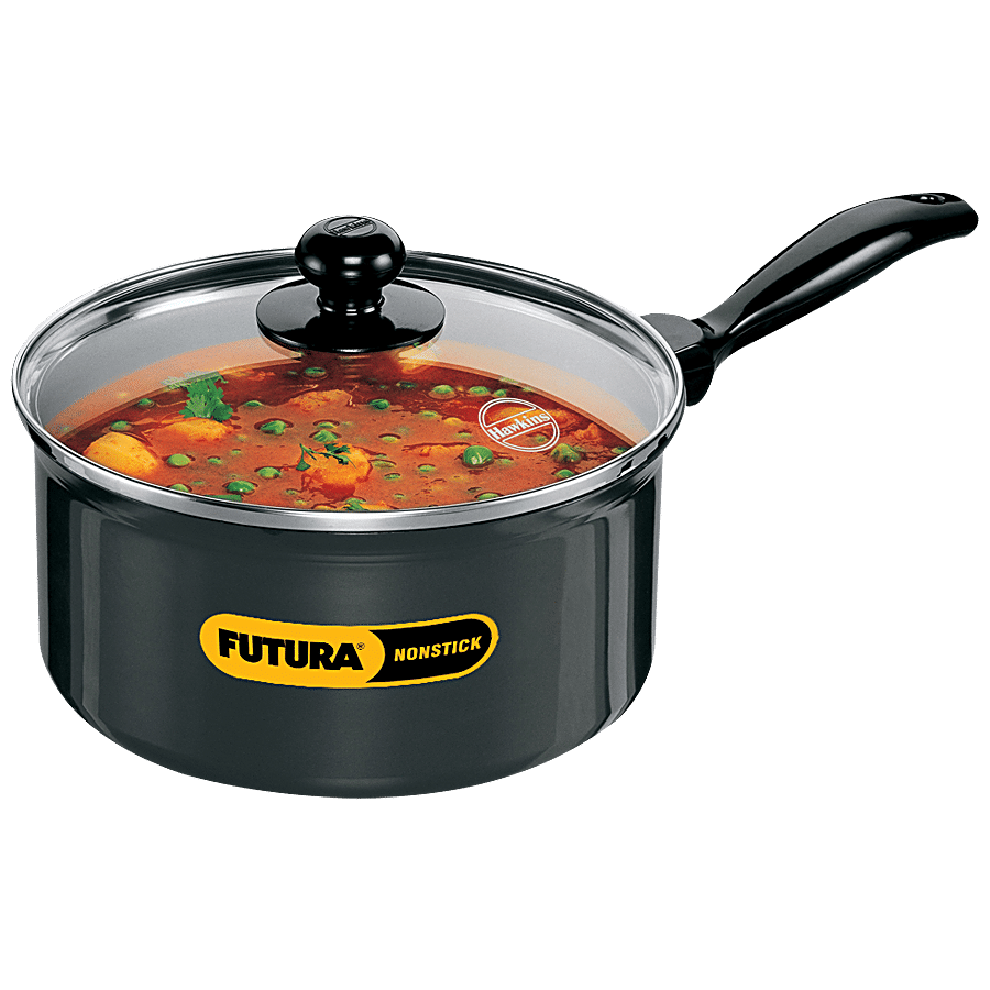 Hawkins Futura Hard Anodised Aluminium Non-Stick Saucepan - With Glass Lid