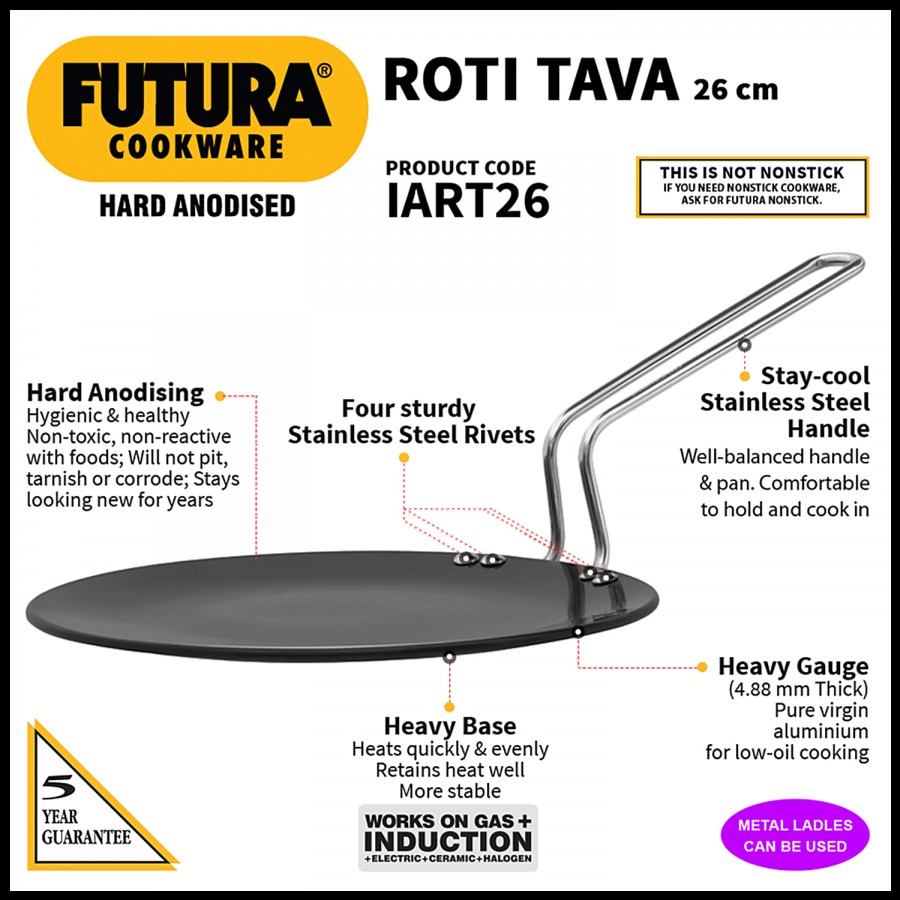 Hawkins Futura Hard Anodised Roti Tawa - Induction Base