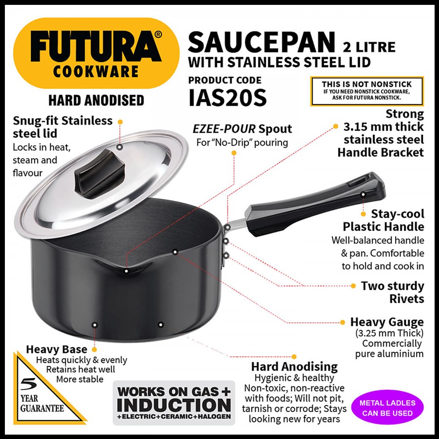 Hawkins Hard Anodised Saucepan - Induction Base