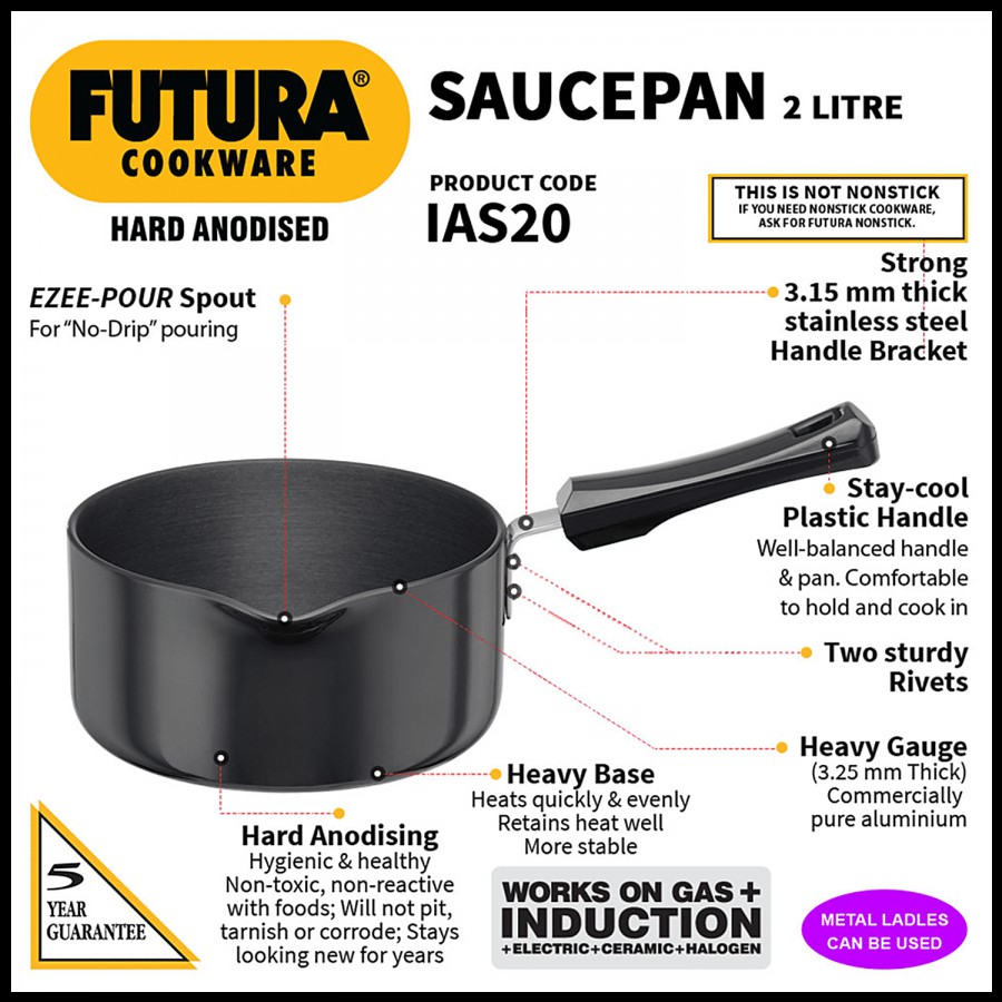 Hawkins Hard Anodised Saucepan - Induction Base