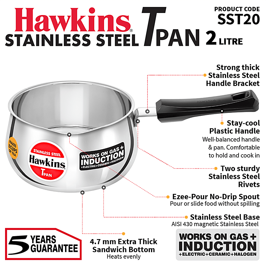 Hawkins Stainless Steel Tpan/Sauce Pan - Induction Base