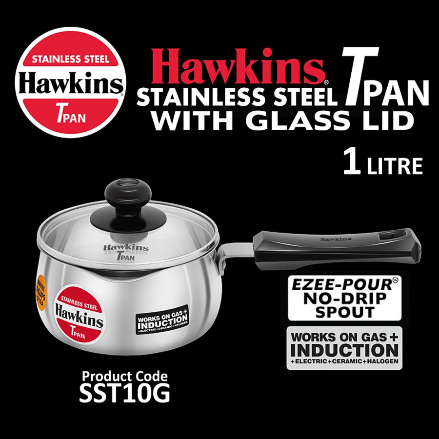 Hawkins Stainless Steel Tpan/Sauce Pan With Glass Lid - Induction Base