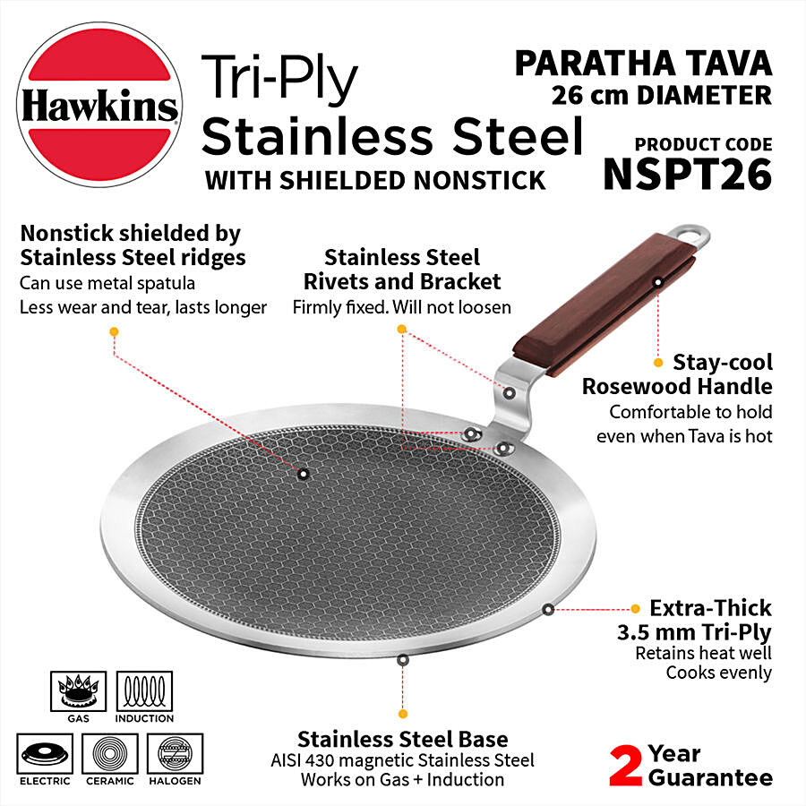 Hawkins Triply Stainless Steel - With Shielded Nonstick