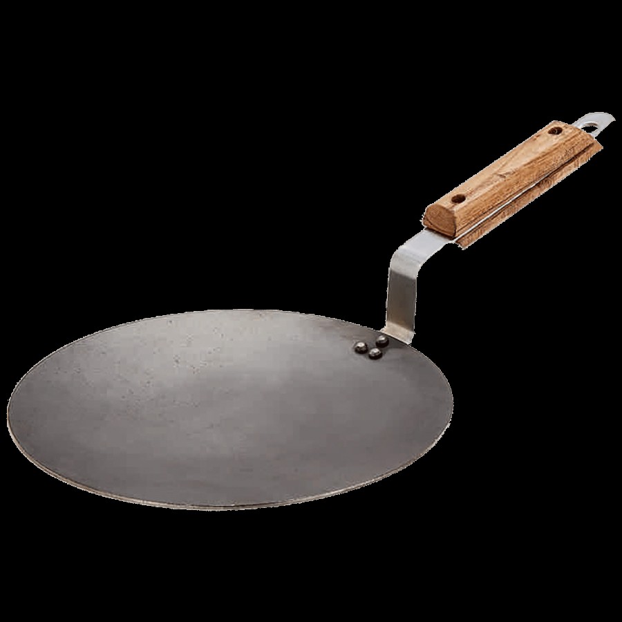 IRONIUM Pure Iron Roti/Chapati Tawa - With Wooden Handle