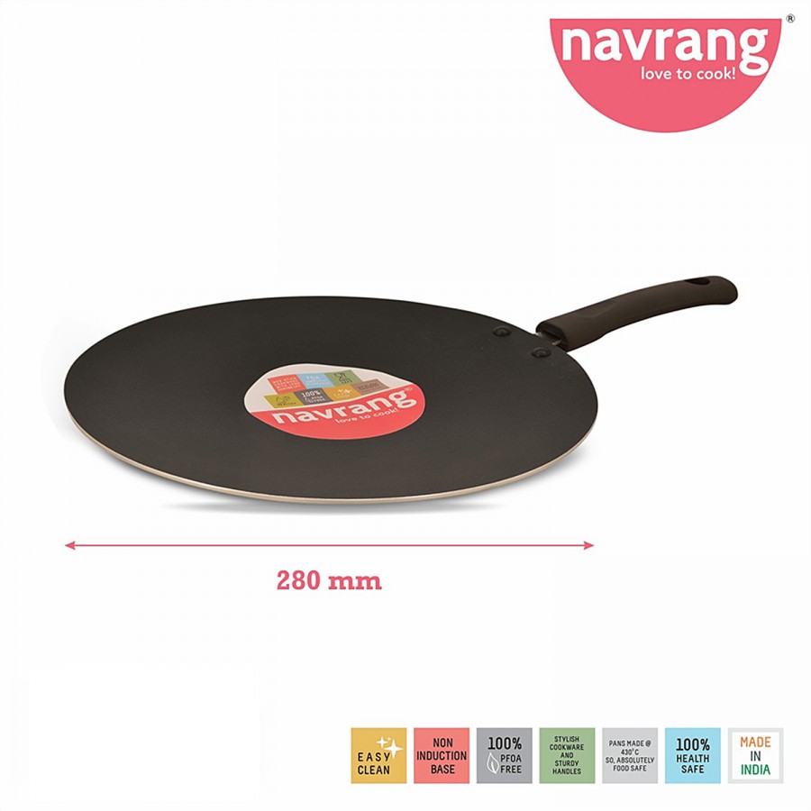 Navrang Aluminium Non-Stick Concave/Chapati Tawa - 28 cm