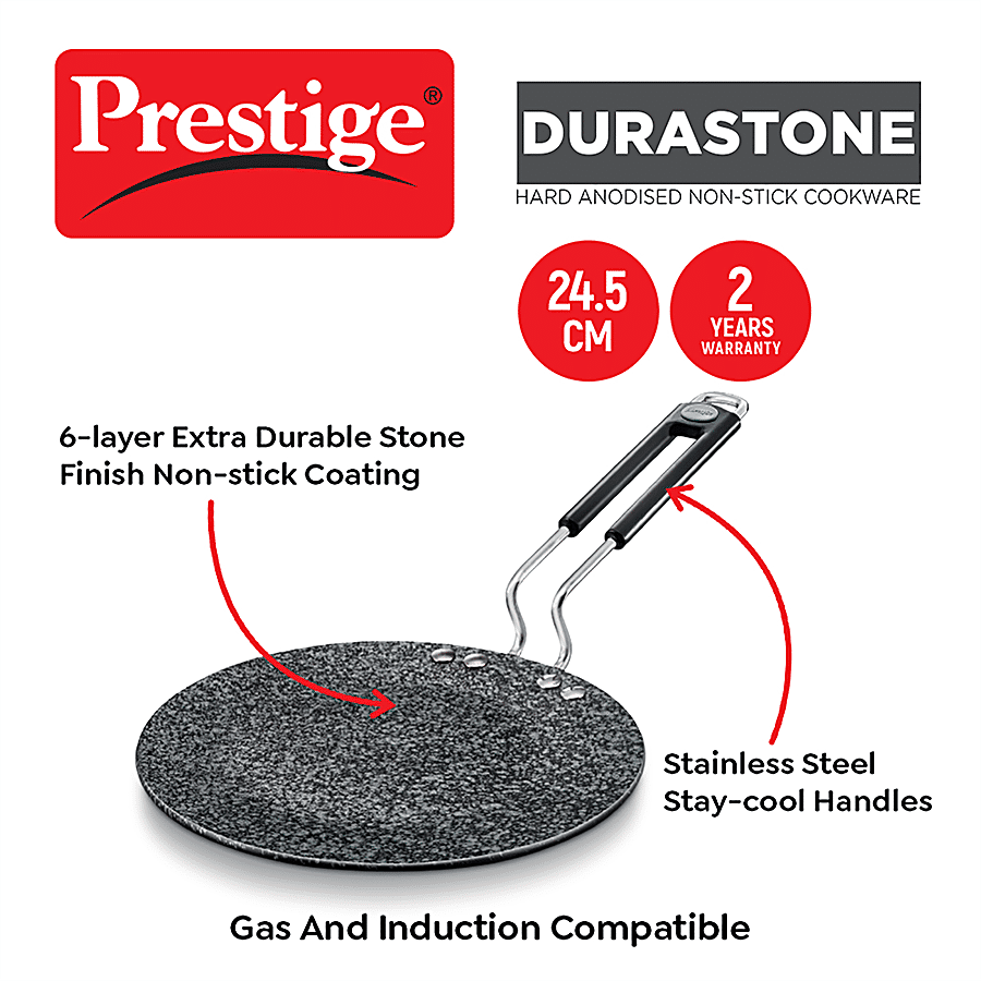 Prestige Durastone Hard Anodised 6 Layer Non-Stick Concave Tawa - 24.5 cm