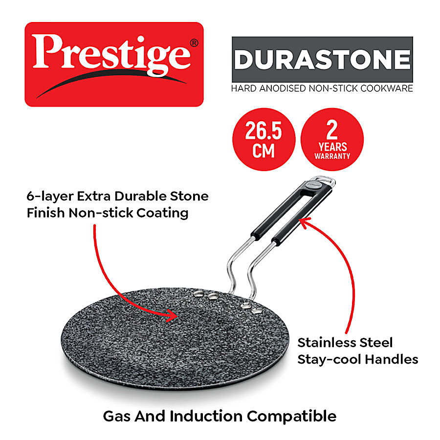 Prestige Durastone Hard Anodised 6 Layer Non-Stick Concave Tawa - 26.5 cm