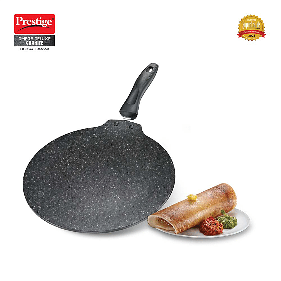 Prestige Omega Deluxe Granite-Finish Coated Aluminium Non-Stick Dosa Tawa - 28 cm