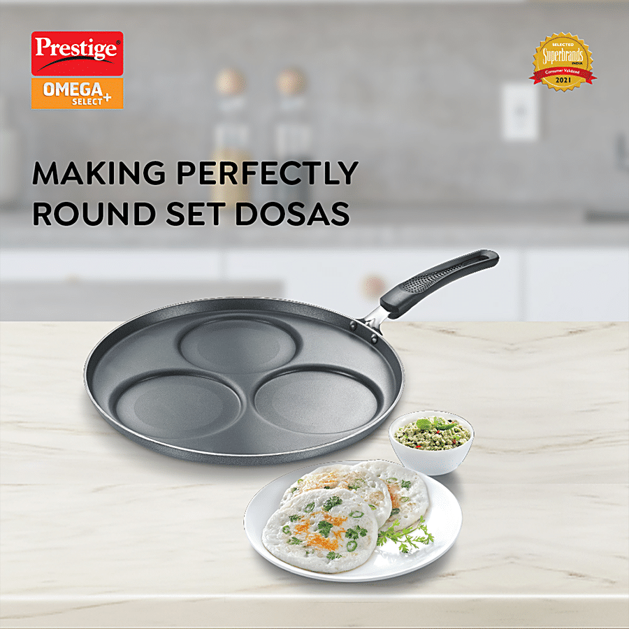 Prestige Omega Select Plus 3-Layer Metal Spoon-Friendly Set Dosa Tawa - Black