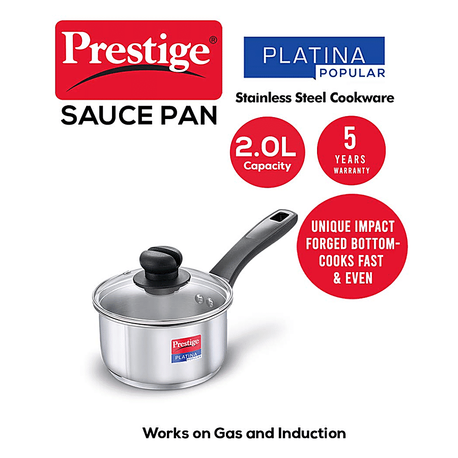 Prestige Sauce Pan - Platina Popular Stainless Steel | 180 mm (36158)