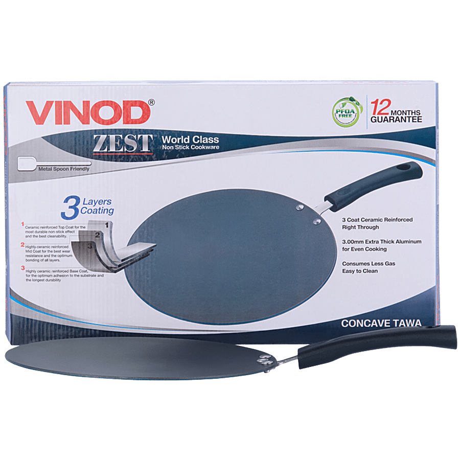 Vinod Zest Aluminium Non-Stick Concave/Chapati Tawa - 3 Layer Coating