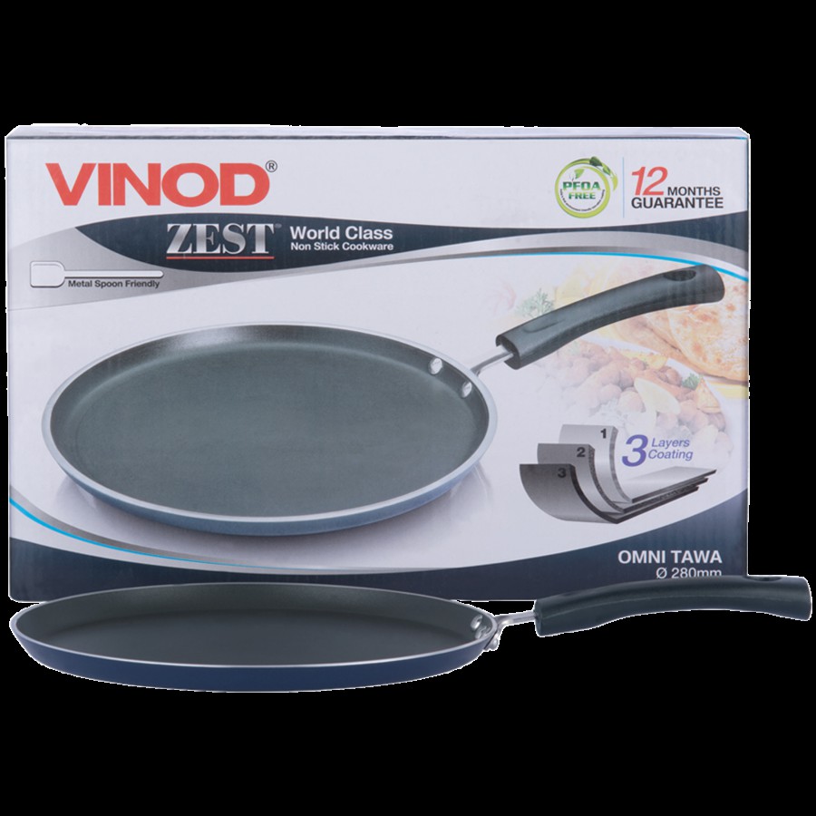 Vinod Zest Aluminium Non-Stick Omni Tawa - 3 Layer Coating