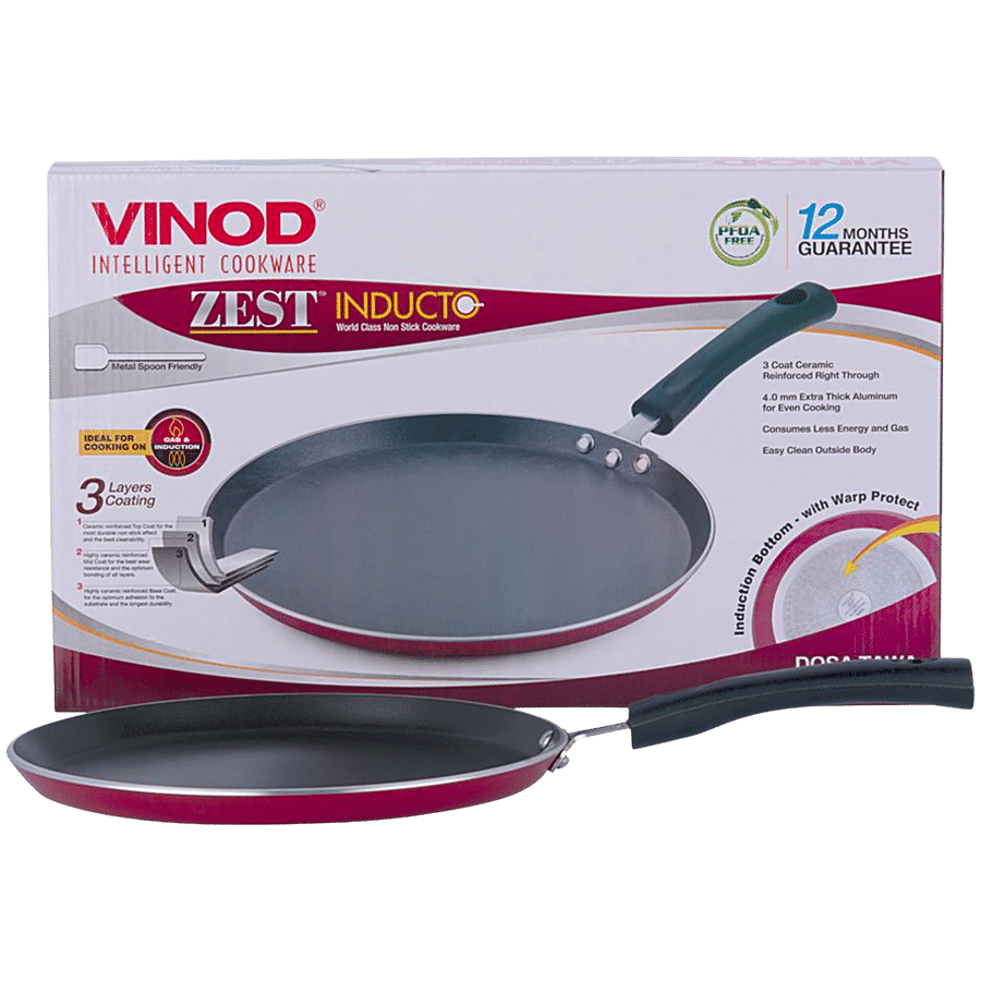 Vinod Zest Inducto Aluminium Non-Stick Flat/Dosa Tawa - 3 Layer Coating