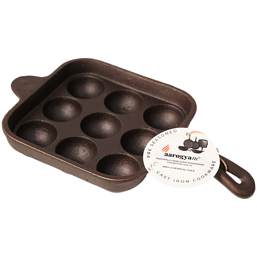 aarogyam Cast Iron Paniyaram Pan - With Handle