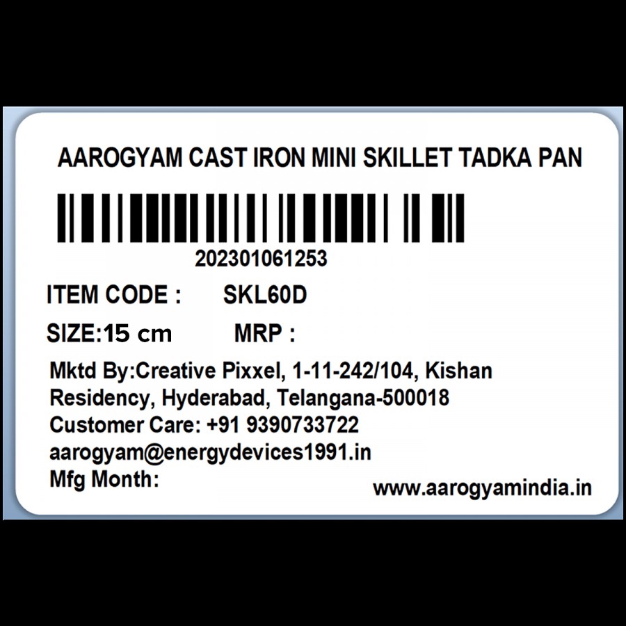 aarogyam Cast Iron Tadka Pan/Multipurpose Mini Skillet - 12 cm