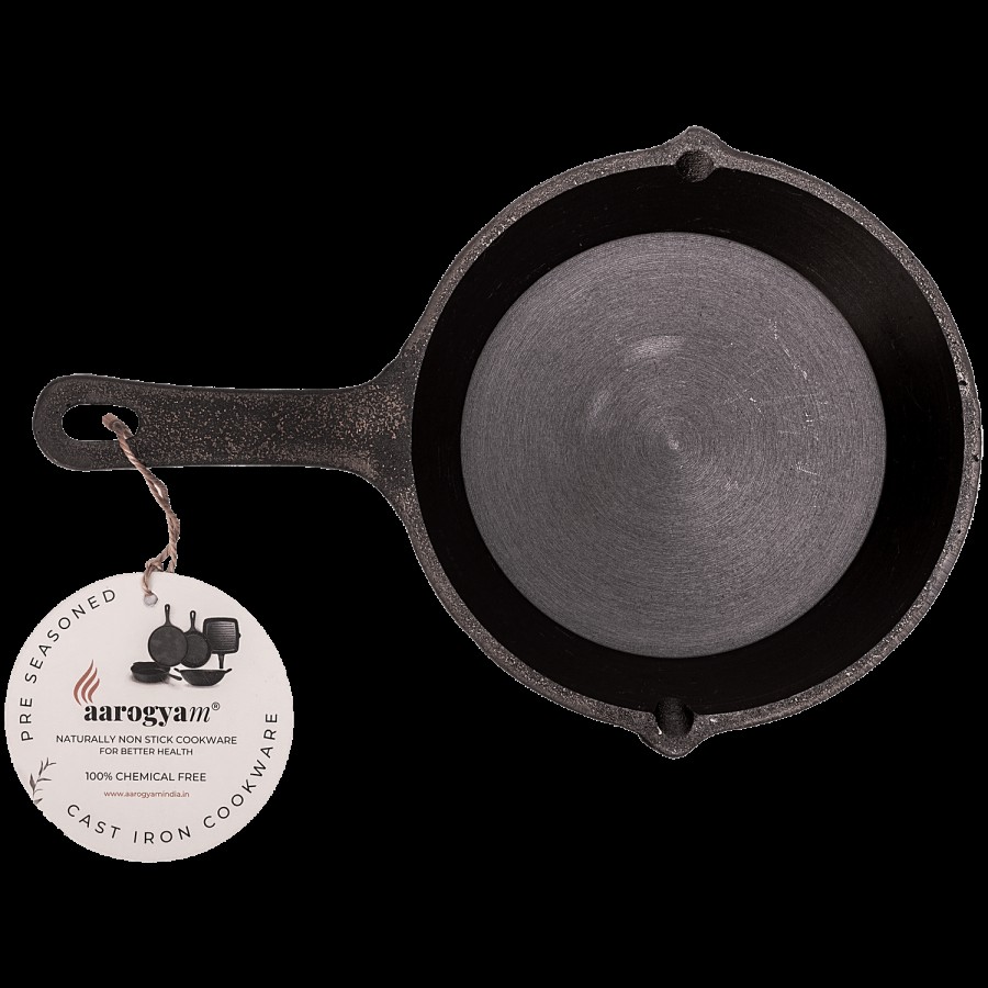 aarogyam Cast Iron Tadka Pan/Multipurpose Mini Skillet - 12 cm