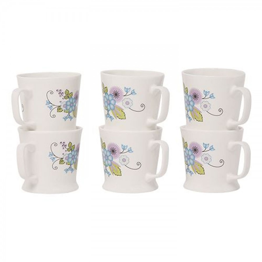 BP Bharat Chai//Tea/ Coffee Bone China Microwave Series Small Mug Set - Blue Flower