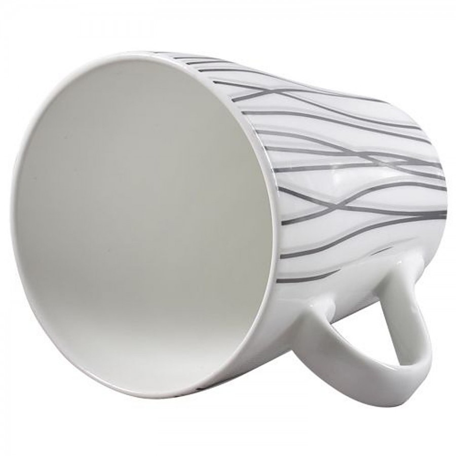 Claycraft Bonechina Milk Mug - Black Lines On White