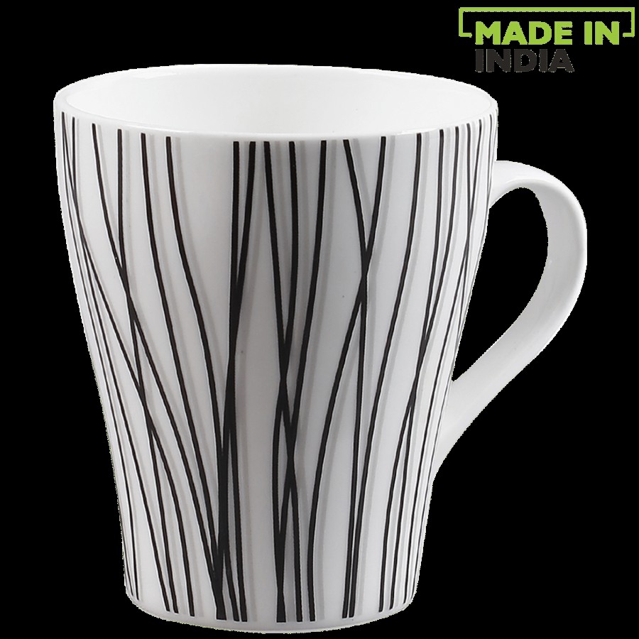 Claycraft Bonechina Milk Mug - Black Lines On White