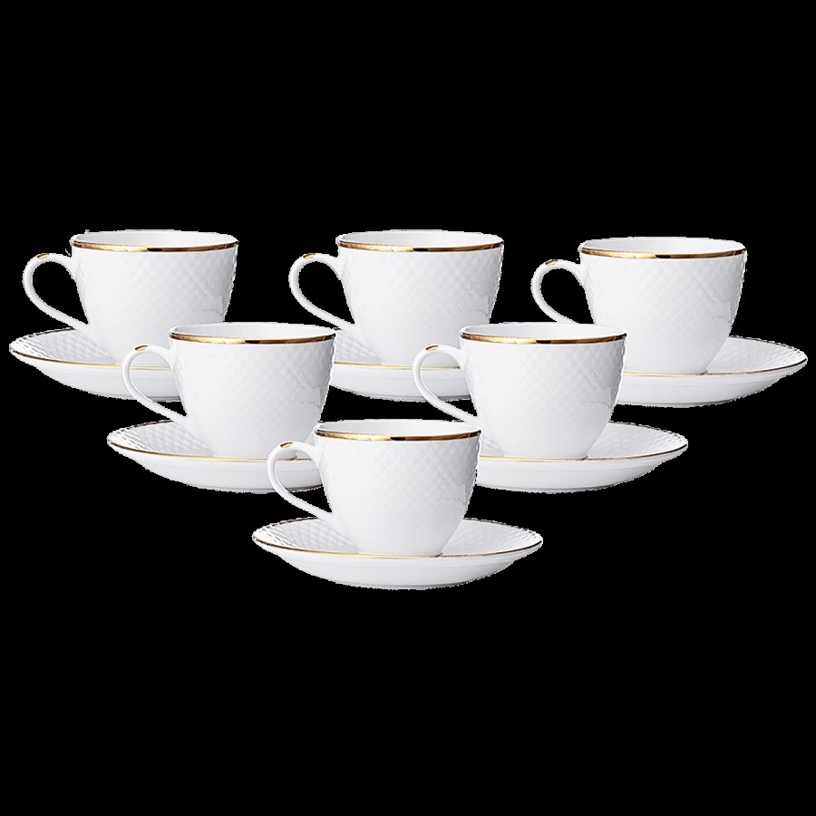 Claycraft Ceramic Cup & Saucer Set - Diamond Goldline