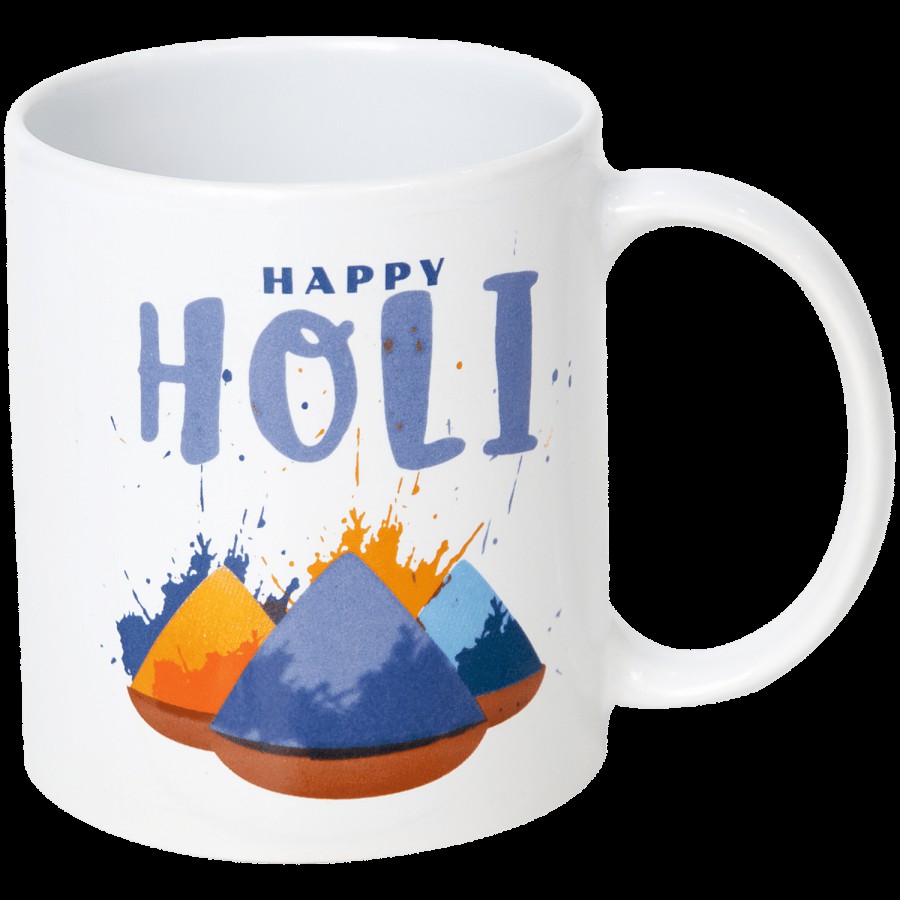 Claycraft Happy Holi Printed Coffee & Milk Mug - For Gifting