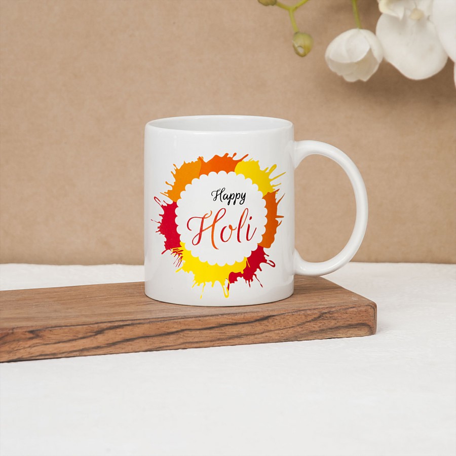 Claycraft Happy Holi Printed Coffee & Milk Mug - For Gifting